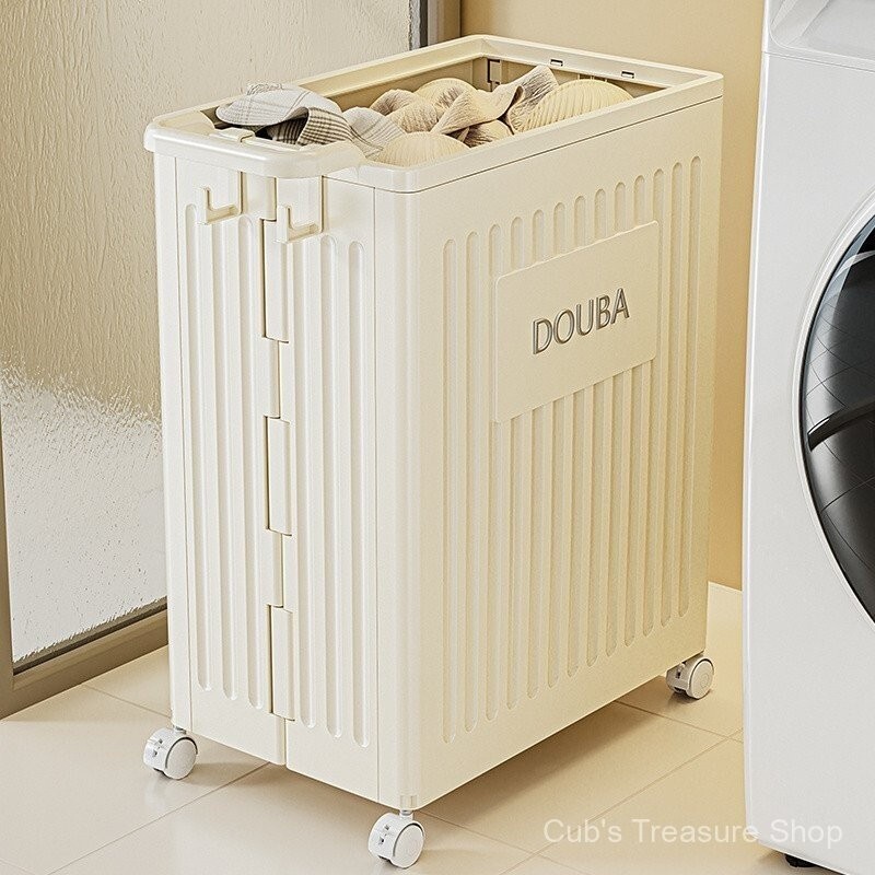 Dirty Laundry Basket for Home Use Foldable Clothes Storage Bin Movable Bathroom Organizer Dormitory 