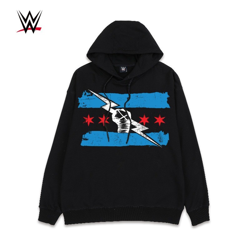 Áo hoodie dài tay WWE American CM Punk Series, thiết kế oversize cho nam