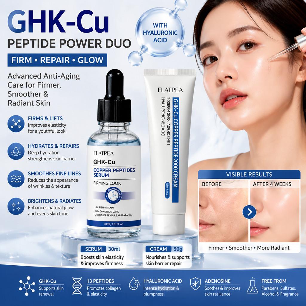 30ml GHK Copper Peptide Serum + Bộ kem làm săn chắc GHK 50g, tăng cường độ ẩm và độ đàn hồi sâu, làm