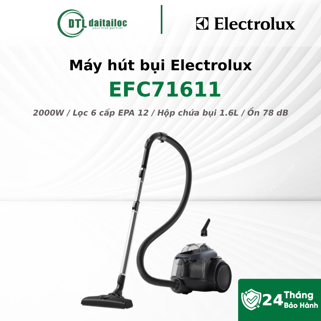 Máy hút bụi Electrolux EFC71611 2000W Lọc 6 cấp EPA 12 Hộp bụi 1.6L | Chính Hãng | Bảo Hành 24 Tháng