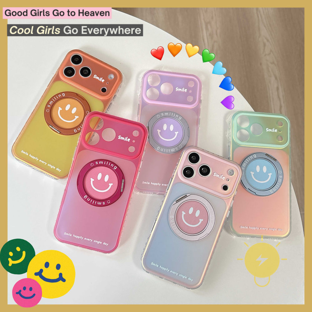 Phone Case For iPhone 17 Pro Max 16 15 TPU Magnetic Smile Aesthetic Korean Cute