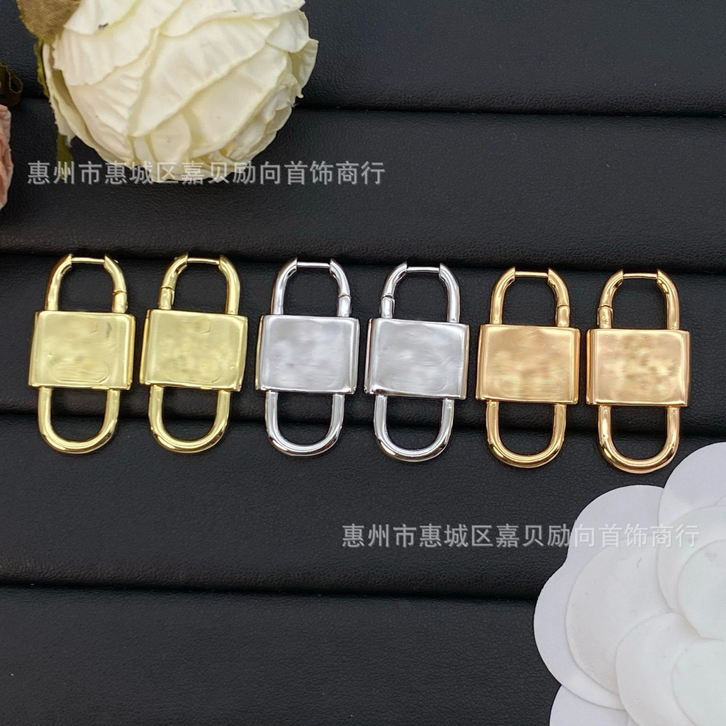 Earrings Jewelry t Double-Lock Letter Earrings Lock earrings Classic versatile lock-shaped earrings