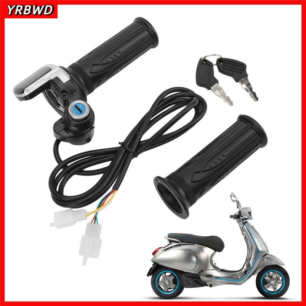 YRBWD 48V Half Twist Throttle, Grip Lock Key Set Màn hình LCD Tay ga điện, Đèn báo LED Ebike Tay ga