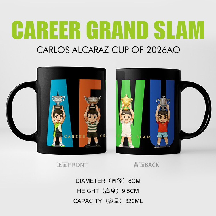 Alcaraz 26 Ma Cao Tất Cả Slam Alcaraz Cốc Gốm Đen Nước Quà Tặng Sự Kiện Giải Thưởng