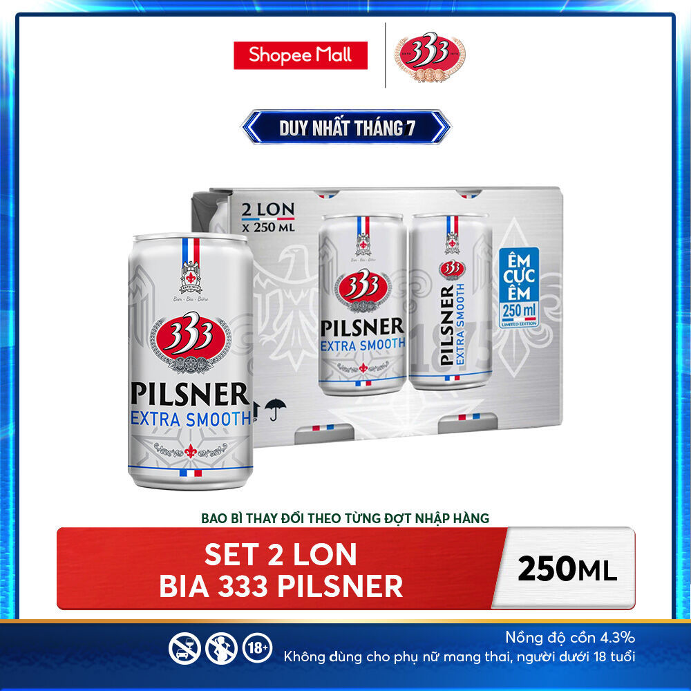 Set 2 lon bia 333 Pilsner 250ml - Nồng độ cồn 4.3%