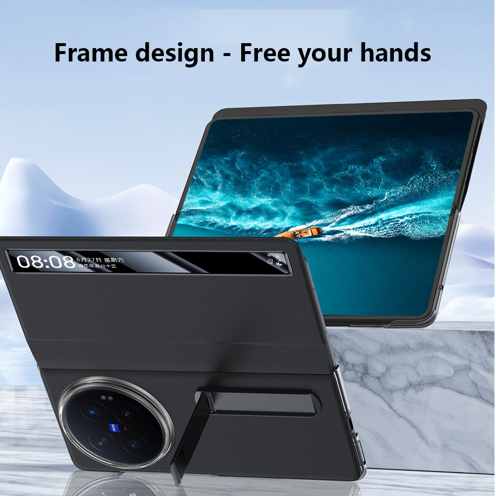 Smart Touch View Window Da Thật Chính Hãng Flip Case Cho VIVO X Fold6 Fold 6 FOLD6 5G Từ Bên Giá Đỡ 