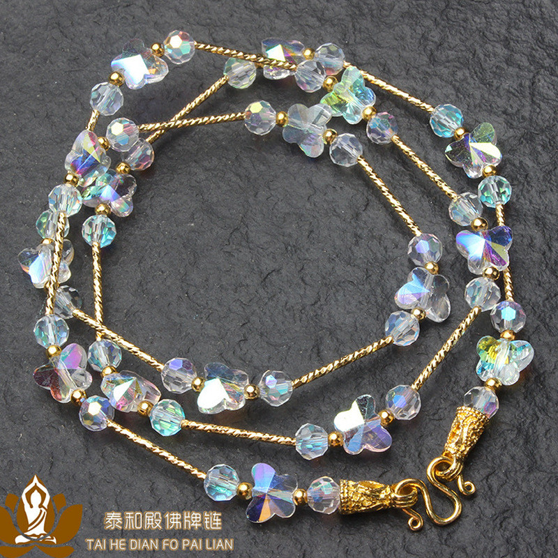T Thái Lan Bùa Dây Xích Mạ Nhiều Màu Sắc Bướm Kim Cương Mặt Bùa Dây Tình Yêu Đuổi Theo Dây Chuyên Dụ