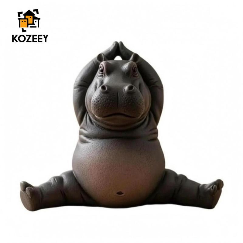 KOZEEY Nhựa Thiền Hippo Trang Trí Matte Finish Thiền Hippo Tượng Tròn Tượng