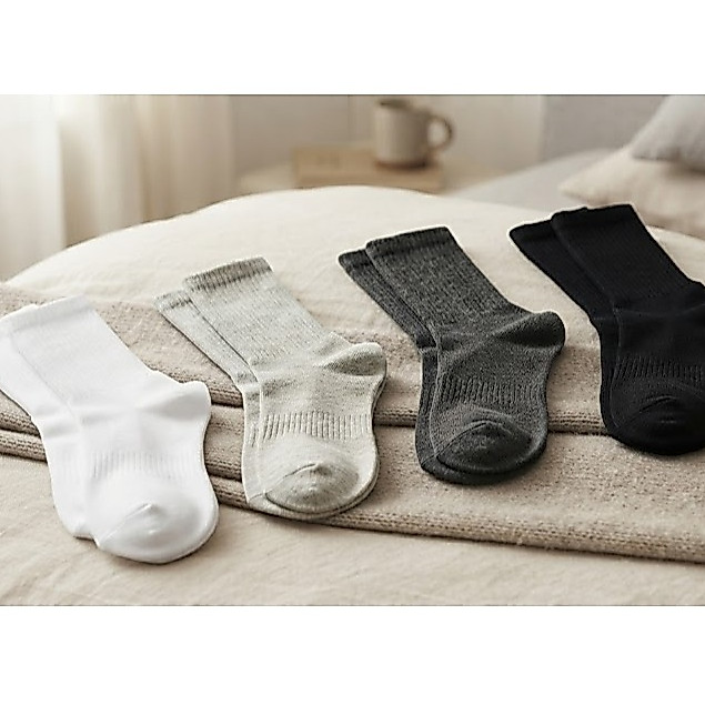Sét 10 đôi Tất cổ cao nam nữ set tất dài 5 đôi tất dệt kim co dãn
