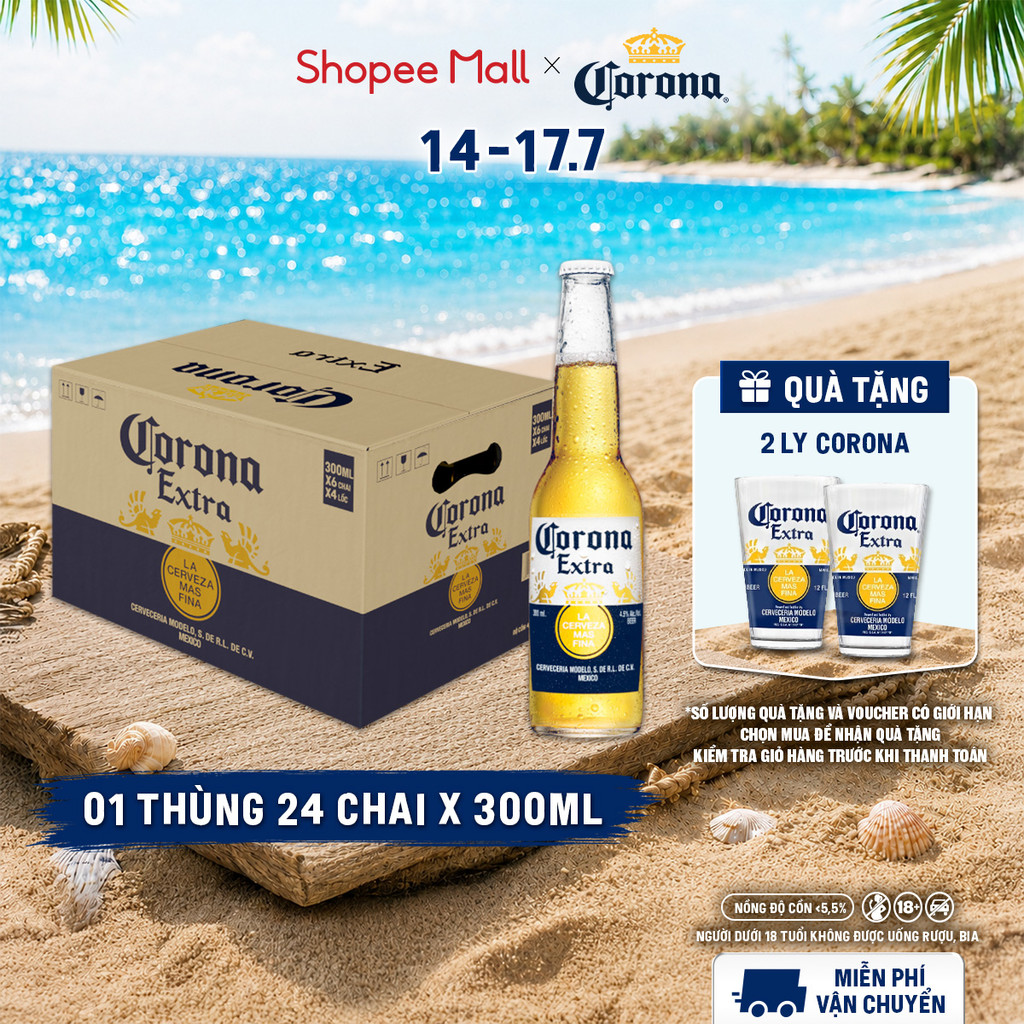 Nồng Độ Cồn 4.5% - Bia Corona Extra nhập khẩu thùng 24 chai (300ml/chai)