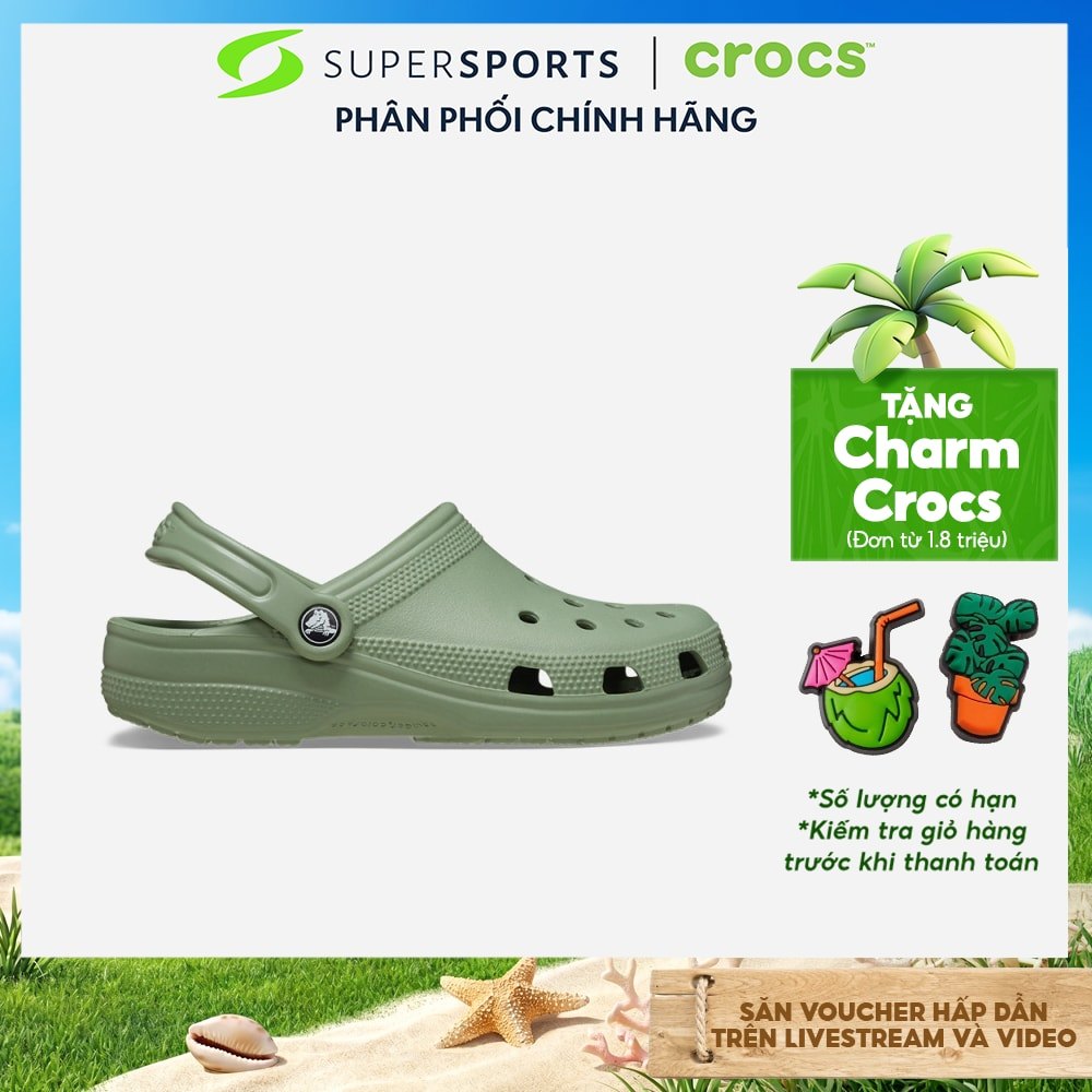 Giày Clog Unisex Crocs Classic - Xanh Lá - 10001-308