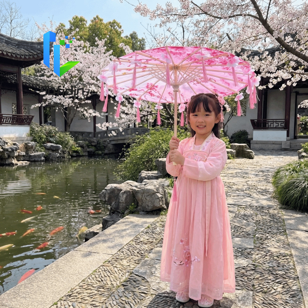 Ô dù tua rua vải GOFIDIN, Ô dù cổ Trung Quốc chống mưa phong cách Trung Quốc, cổ điển 56cm trang trí