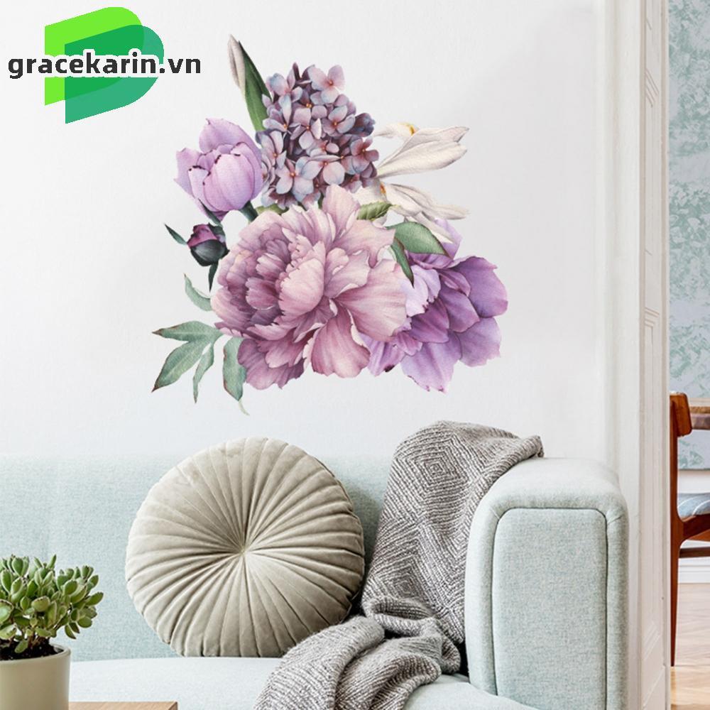 [GRCEKRIN-VN]Wall Sticker Stickers Wall Purple Sticker Decal Decoration Flower Home
