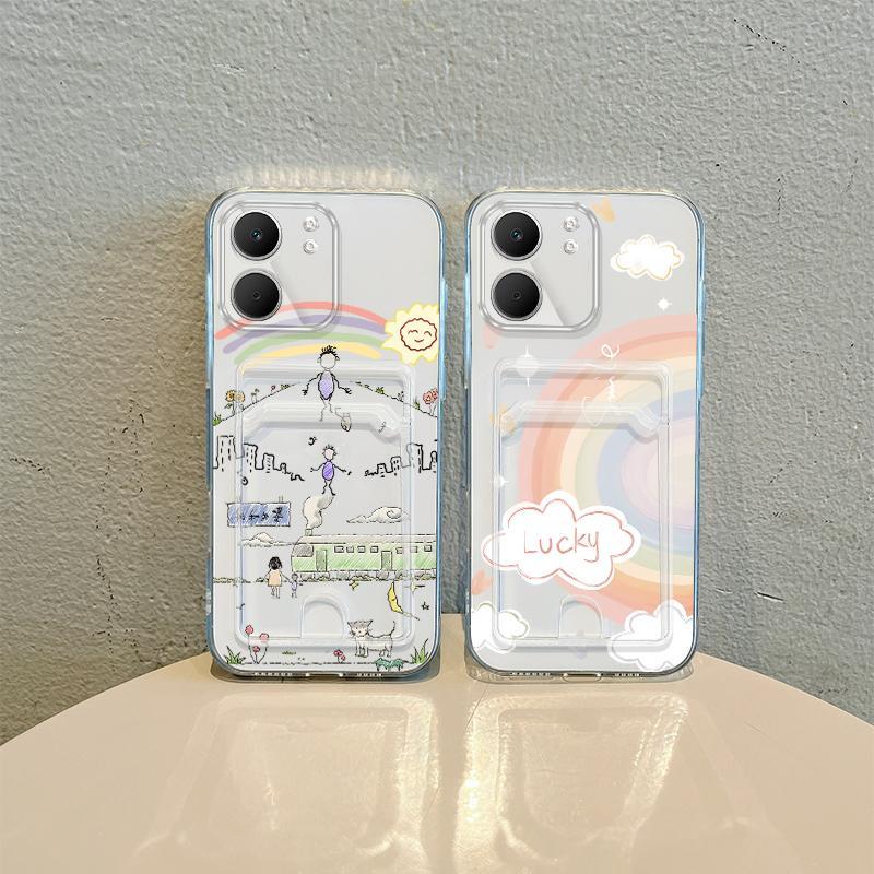 Hộp đựng thẻ cho OPPO A5X A6X A6 A6 Pro 4G Rainbow Clear Case