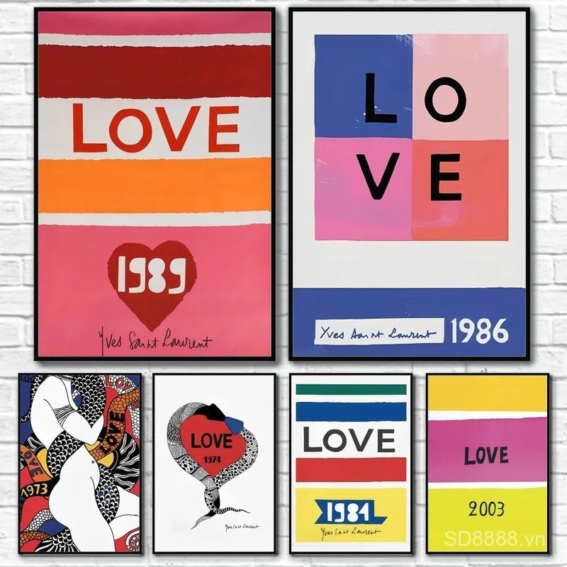 Yves Saint Laurent-Love Cao Cấp Thời Trang Poster Treo Tường Nghệ Thuật In Nhà Phòng Khách Phòng Ngủ