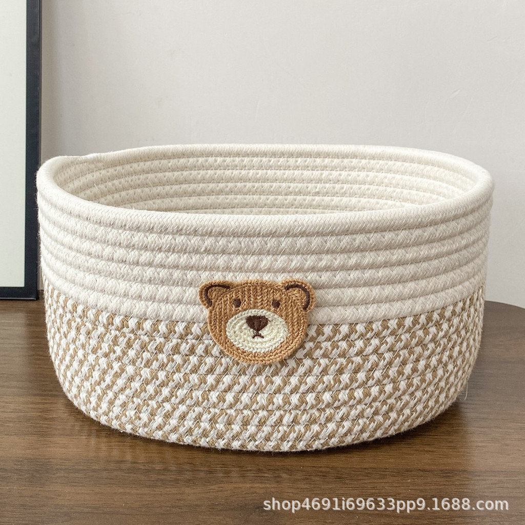 Preferred#Woven Cute Storage Basket Cotton Rope Creative Home Desktop Remote Control Storage Box Bed