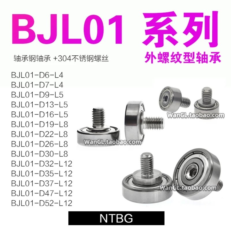 2Pc BJL01 vòng bi ren bên ngoài BJL01-D19-L8 với ròng rọc vít bằng thép không gỉ BJL01-D9-L5 Y