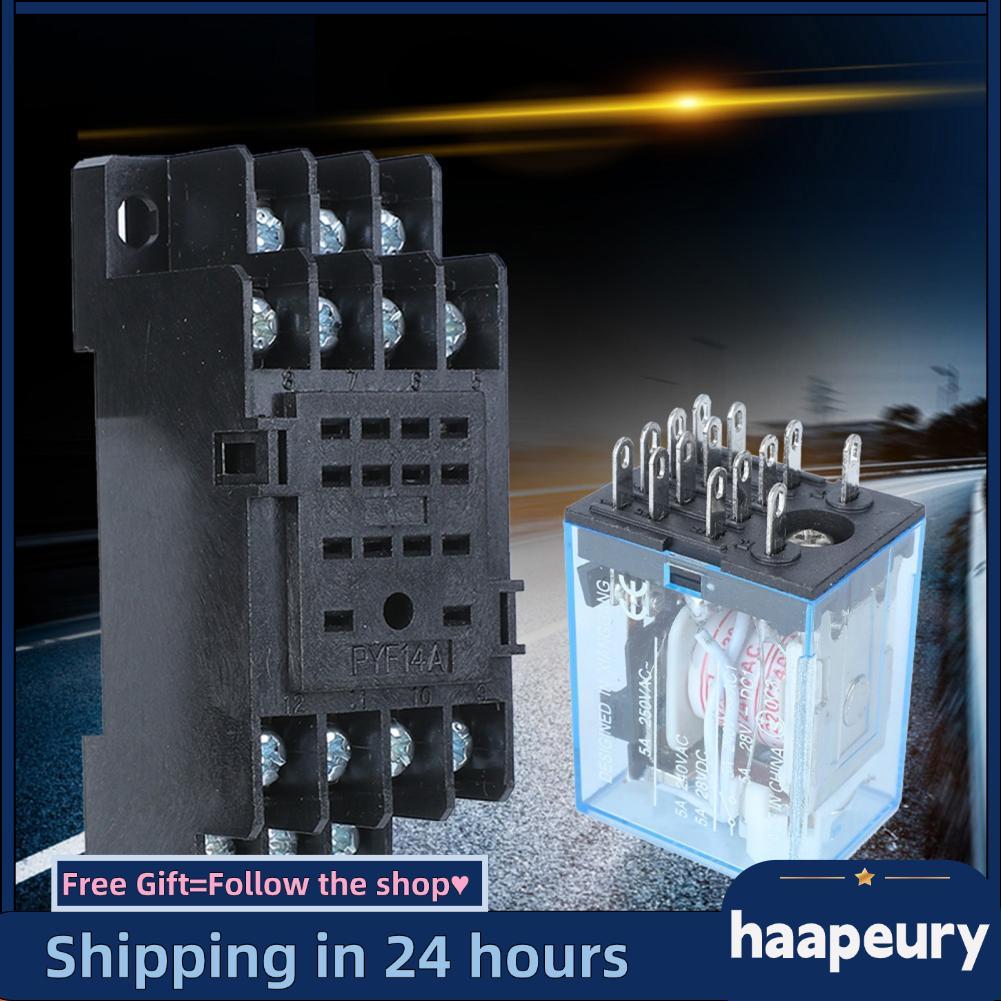 Haape Garosa 14 Chân 4 Rơle Đóng Thường Mở có Chân đế Sử dụng trong Mạch Điều khiển cho AC 50Hz đến 