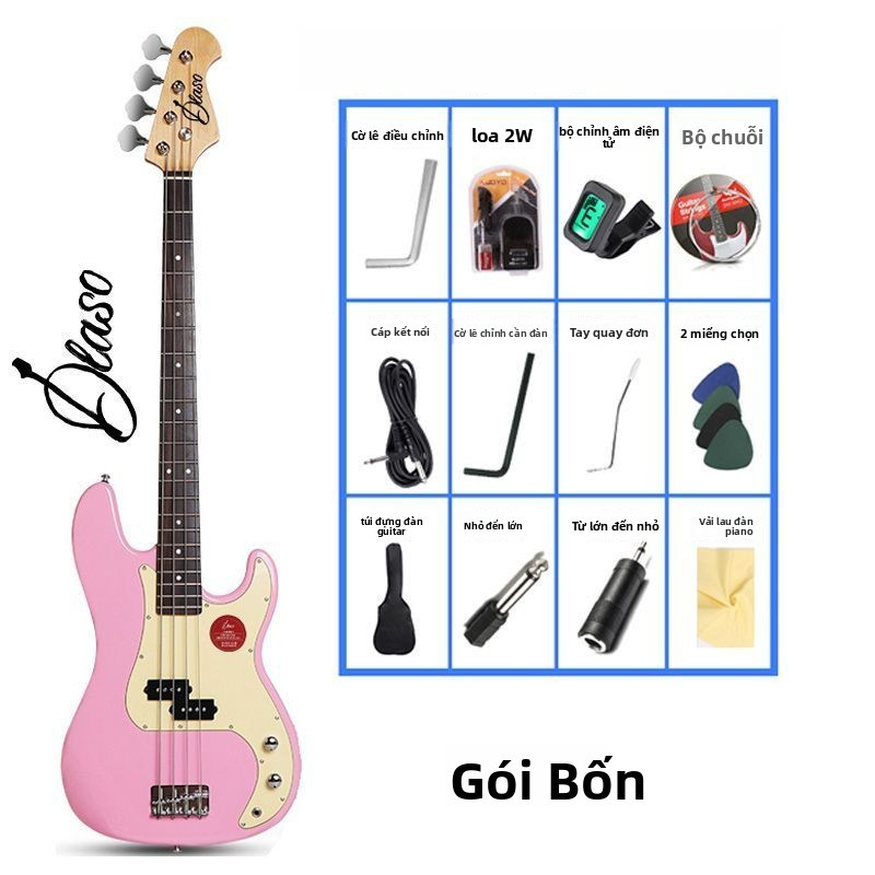 DLASO Guitar Bass Điện Bốn Dây Dành Cho Người Lớn, Người Mới Bắt Đầu Học Chơi Guitar Bass Điện, Bộ G