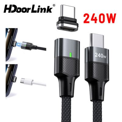 Cáp sạc nhanh từ tính HdoorLink 240W USB-C USB 2.0 Cáp sạc loại C không cắm