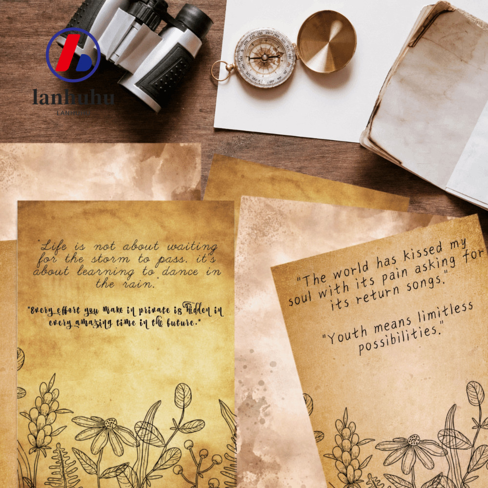 LANHUU 50 Giấy Chữ, Giấy Chất Liệu A4 Size A4 Giấy Viết, Cổ Điển Hai Mặt Vintage 50 Tờ Giấy Ghi Chú 