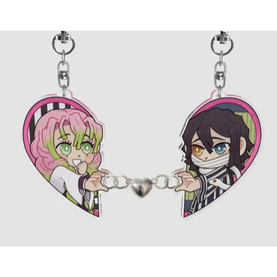Mitsuri & Obanai magnetic heart keychains 8