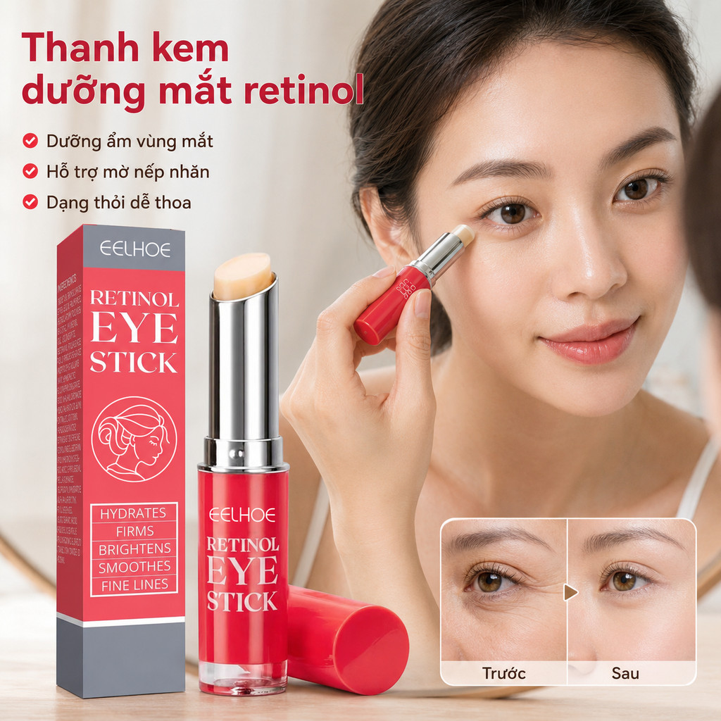 EELHOE thanh kem dưỡng mắt retinol, retinol, dưỡng ẩm vùng mắt, hỗ trợ mờ nếp nhăn, dạng thỏi dễ tho
