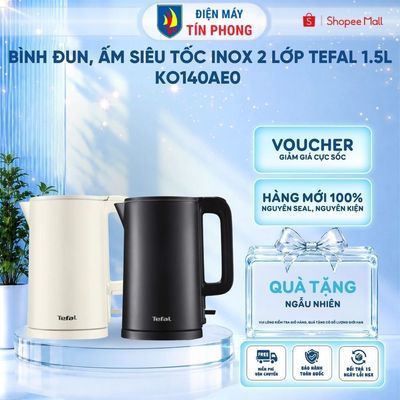 Bình đun, ấm siêu tốc inox 2 lớp Tefal 1.5L KO140AE0 - Rise/Black - Bảo hành chính hãng 24 tháng