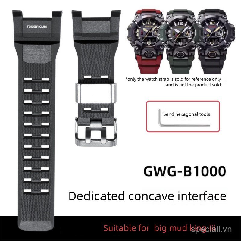 Mudmaster Thế hệ thứ ba GWG-B1000 Dây đeo đồng hồ nhựa cao su chuyên dụng cho 5713 Hướng dẫn mồ hôi 