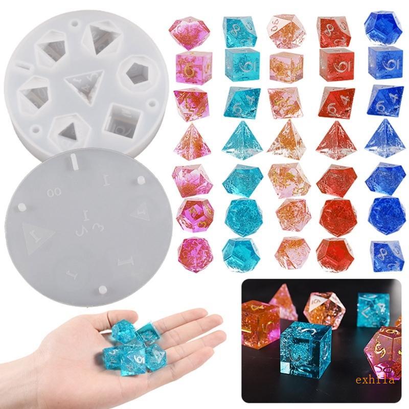Exhila 7 Hình Dices Chết Nhựa Đúc Khuôn Trò Chơi Dices Ngũ Giác Đài Vuông Tam Giác Khuôn Kỹ Thuật Số