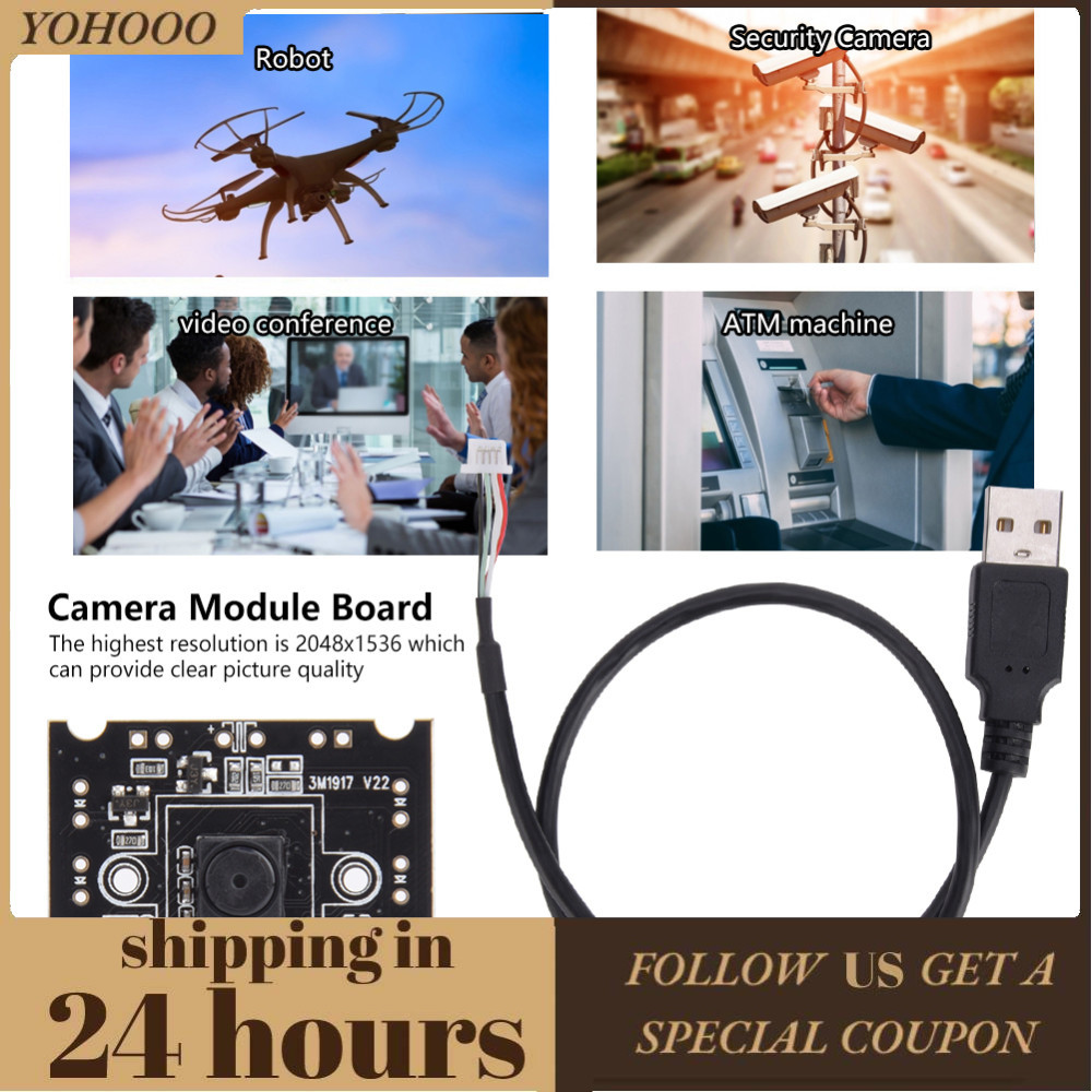 Yohooo Bảng mô-đun máy ảnh USB yohooo Chip OV3660 với ống kính siêu mỏng 2048x1536 Cáp 15 khung hình