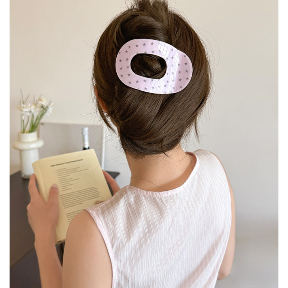 Simple Star Printed Headdress Soft Girl Side Hair Alligator Hair Clip Trendy Daily Styling Versatile