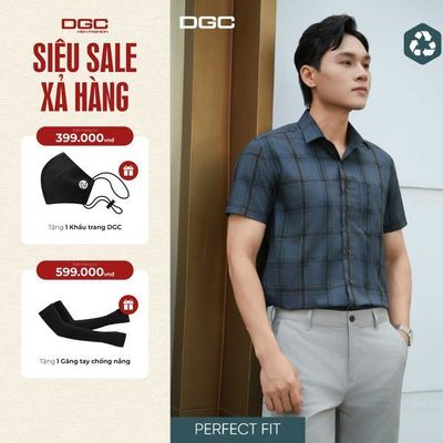 Áo sơ mi nam ngắn tay DGC Dáng Ôm Perfect Fit, Chất Vải Thoáng Mát, Thấm Hút Mồ Hôi - SASNBE17M