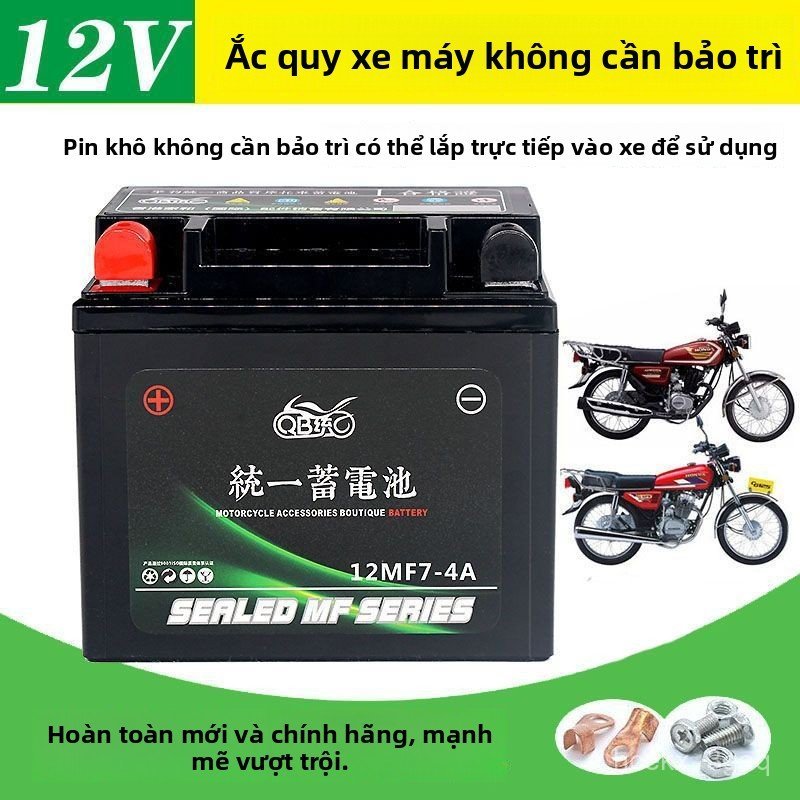 Bình ắc quy khô xe máy 12V7A miễn bảo dưỡng không cần thêm nước cho xe ga xe số Wuyang Honda siêu rẻ