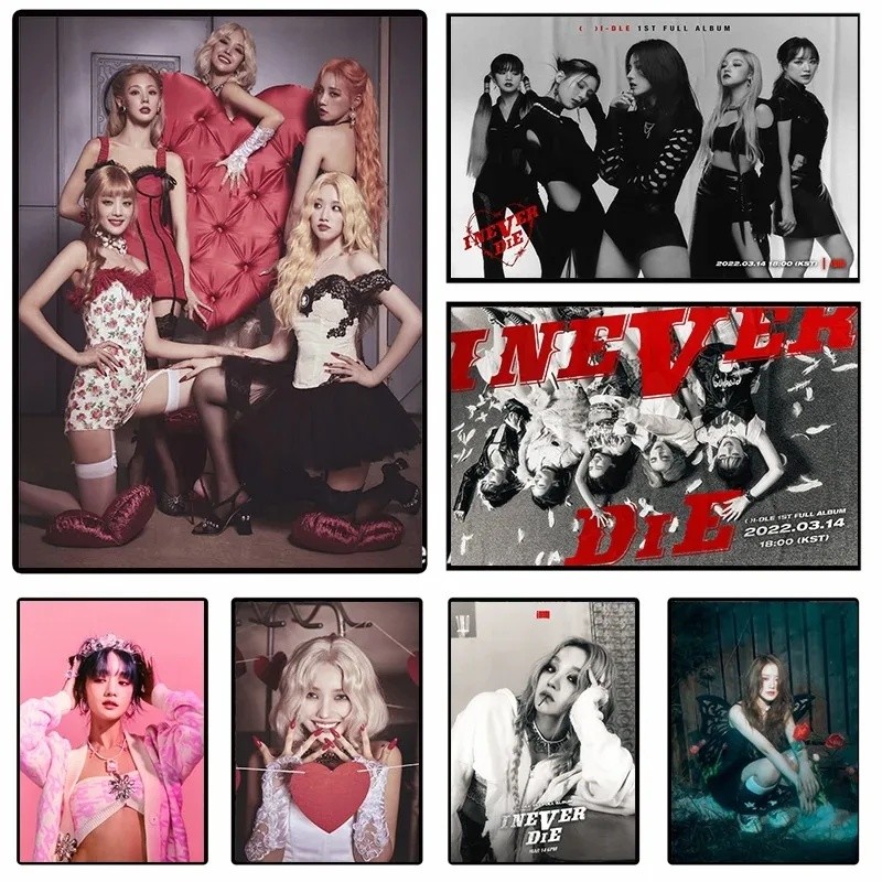 Kpop GIDLE (G) I-DLE Girls Poster Minnie Người hâm mộ Kpop Album sân khấu Nxde Queencard Poster Canv