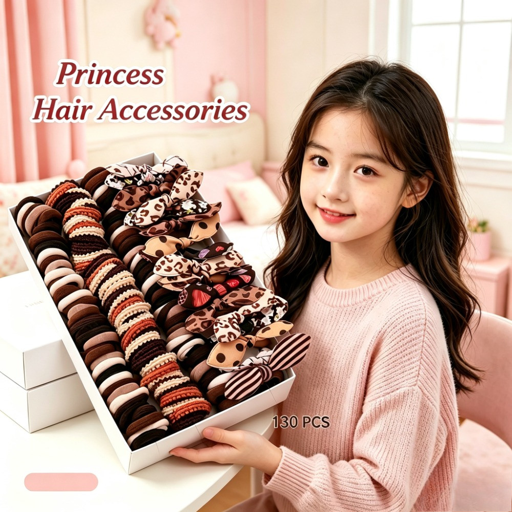 No Hurt Hair Ties for Thin Hair Girls Hair Accessories Set Cute Bow Princess Tiara Gift Soft Hair Ti