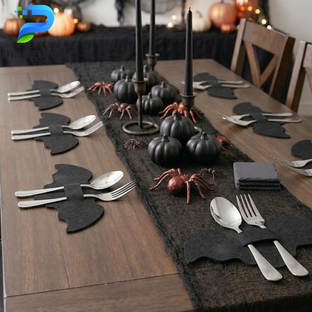 MAXGOODS 12 Túi Dao Kéo Dơi, Tay Đũa Trang Trí Halloween Nhện Web Dao Kéo Bao, Bộ Đồ Ăn Di Động Màu 