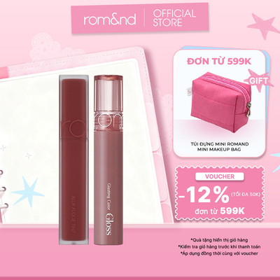 [Rom&nd x KOL] Combo Son Kem Blur Fudge Tint + Son Bóng Romand Glasting Color Gloss