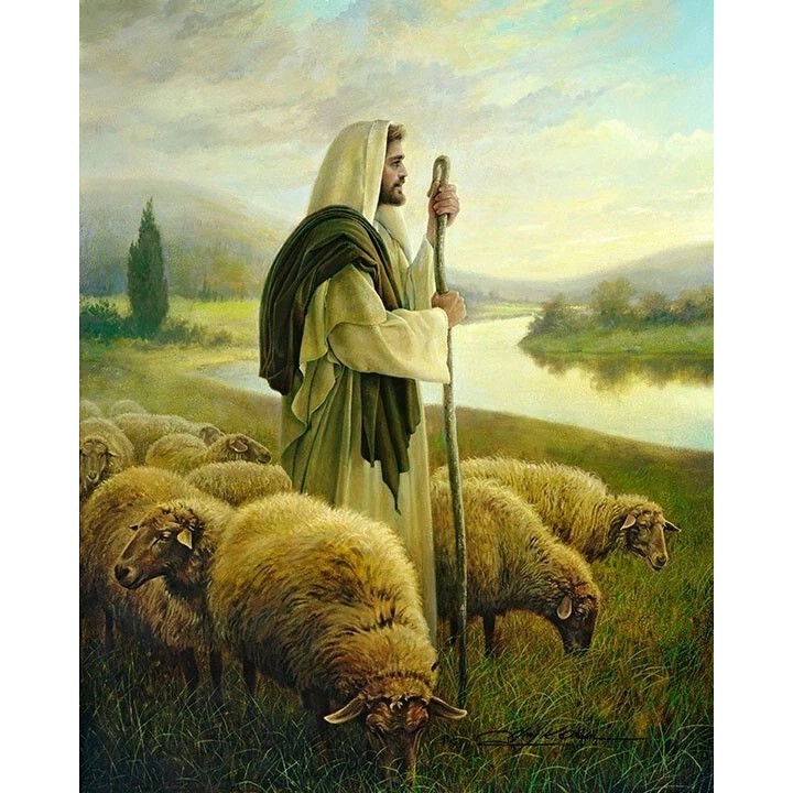 The Good Shepherd JESUS CHRIST VỚI LOST SHEEP VINTAGE poster in Trang Trí Nhà