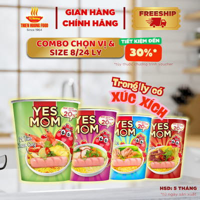 [CHỌN VỊ] Mì ly Xúc Xích Yes Mom - 8 ly/ 24 ly x 79.2gram/ly