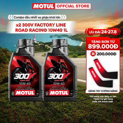 Combo 2 Dầu nhớt xe phân khối lớn MOTUL 300V FACTORY LINE ROAD RACING 10W40 1L