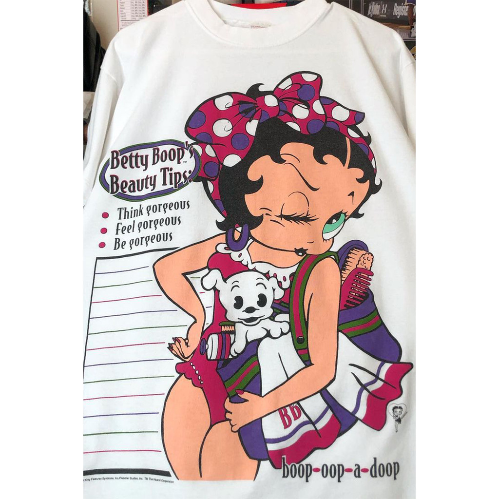 Betty Boop Betty Doll Betty Hợp Thời Trang Cao Cấp Cảm Giác oldschool Thả Vai Phong Cách Ngắn Tay Na