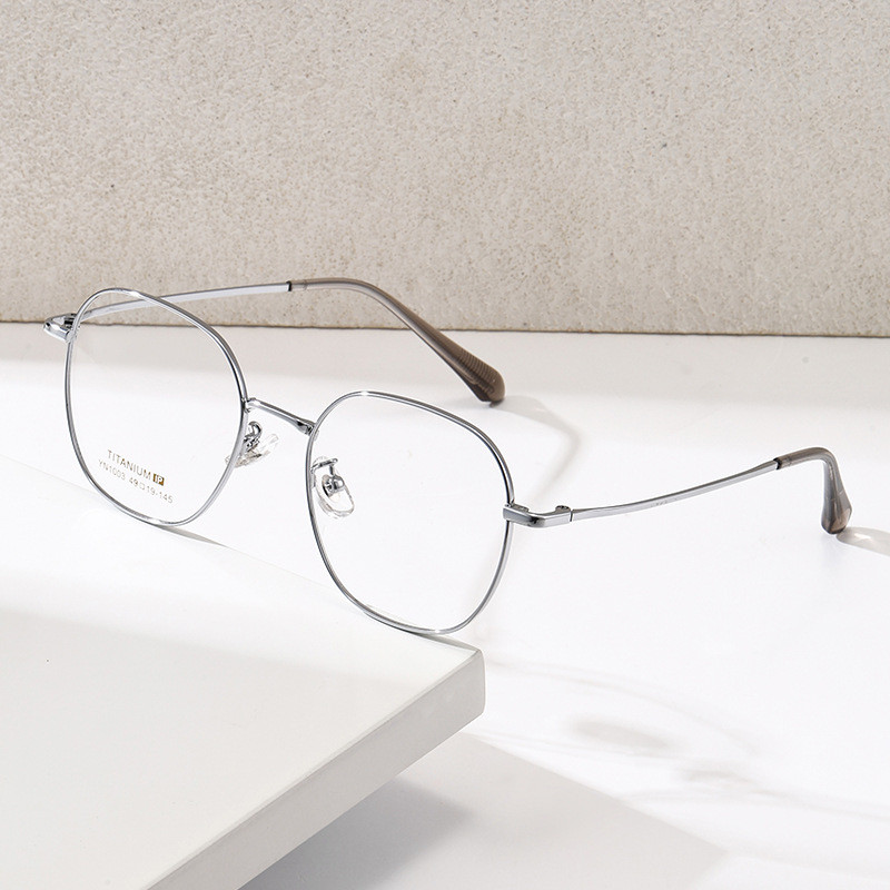 1003 light luxury round frame big face anti-blue light glasses full frame ultra-light titanium frame