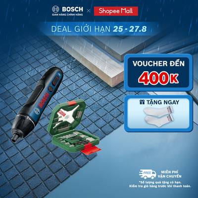 Máy vặn vít pin Bosch Go 3 (SOLO) + Tặng kèm 1 Bộ mũi khoan và vặn vít X-Line 34 món