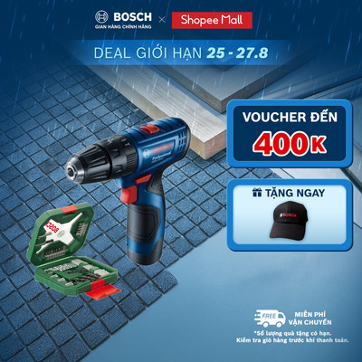 Máy khoan động lực pin GSB 120-LI + Tặng kèm 1 Bộ mũi khoan và vặn vít X-Line 34 món