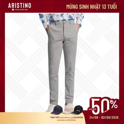 ARISTINO Quần Kaki Nam Cotton AKKR07 Regular Fit Vải Dobby Thoáng Khí Mềm Mịn Lịch Lãm