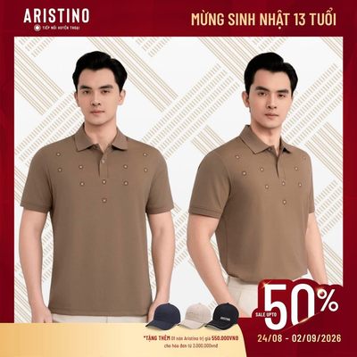 Áo Polo Aristino Regular Fit Họa Tiết Thêu Đan Xum Vầy Độc Quyền APS200SAH2