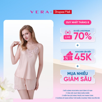 [NEW ARRIVAL] Bộ short nữ Vera satin trơn phối ren hai dây - V0738