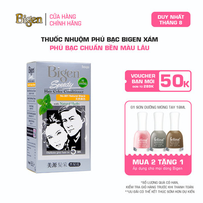 Thuốc Nhuộm Tóc Phủ Bạc Tại Nhà Bigen Xám - Phủ Bạc Thảo Dược, Dưỡng Tóc Mềm Mượt 80ml