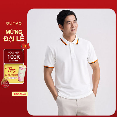 Áo Polo Nam GUMAC Tay Ngắn Regular Fit Suông Cơ Bản Cổ Bo Dệt Phối Viền Hai Màu Trẻ Trung Hiện Đại  APNG05043